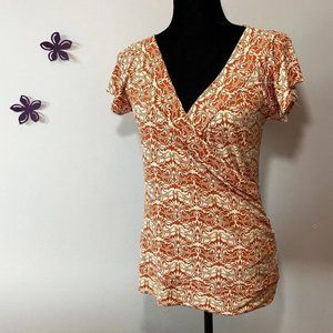 Rust & Cream Slinky CrissCross Top sz Medium